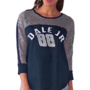 Touch by Alyssa Milano Blue and Gray Raglan Graphic Jersey